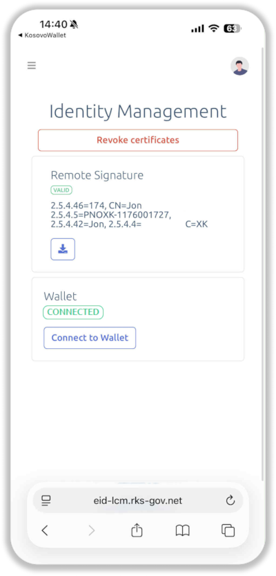 End of Enrollment (wallet connected)